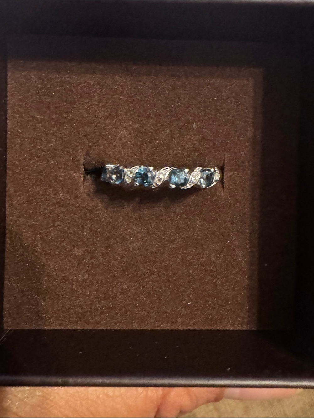 0.74 CTW London Blue Topaz with White Topaz Ring